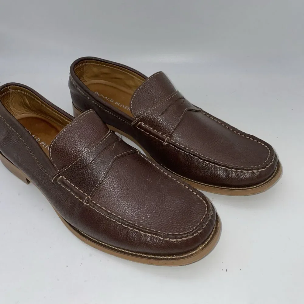 Donald Pliners Men's Brown Pebble Grain Penny loafers size 10‎